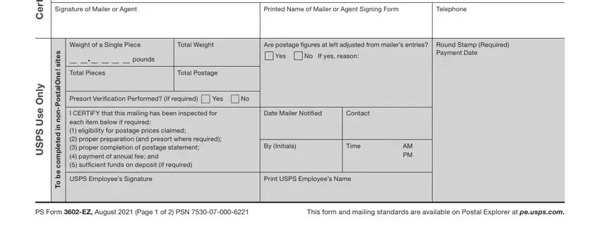 stage 2 to filling out ps form 3602 ez january 2021