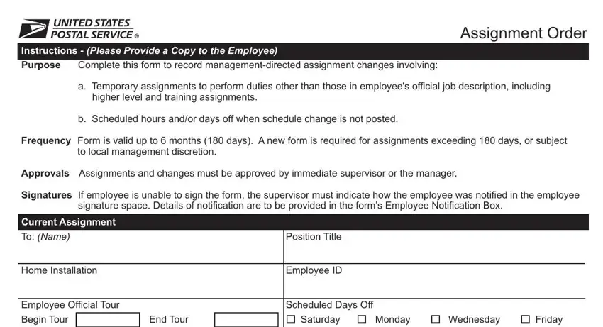 stage 1 to filling out ps form 1723 assignment order