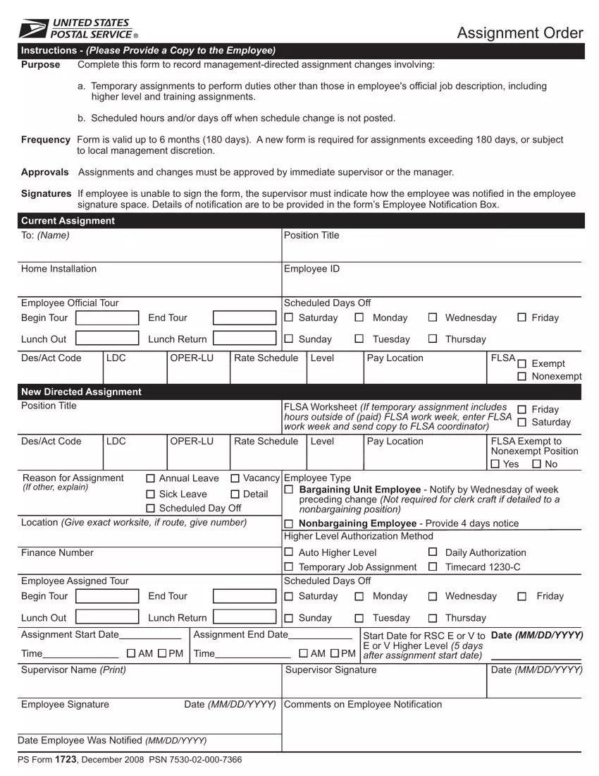 Ps Form 1723 first page preview