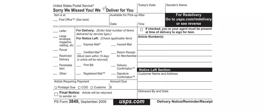 form 3849 pdf empty spaces to consider