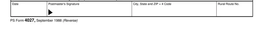 post office hardship form Consult the rural carrier, Date, Postmasters Signature, City State and ZIP   Code, Rural Route No, and PS Form  September  Reverse blanks to fill out