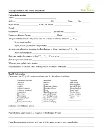 Psychotherapy Intake Form Preview