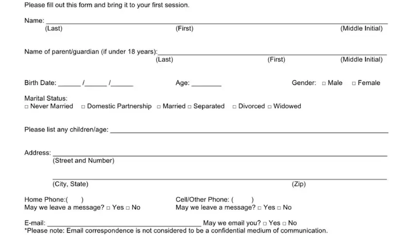 portion of gaps in psychotherapy forms form