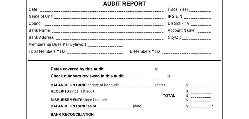 step 1 to filling in pta audit report sample