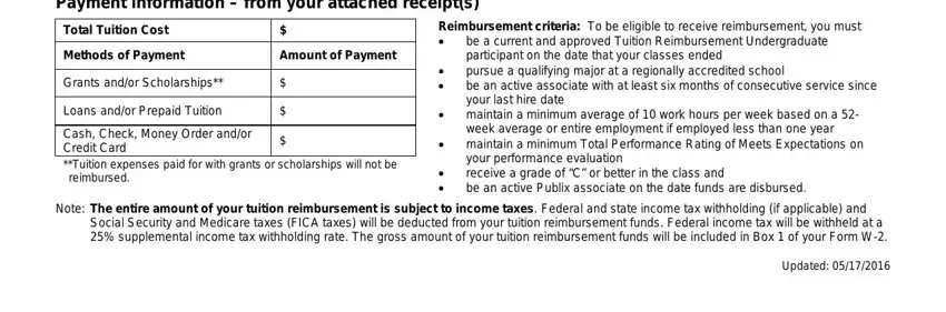 Completing publix tuition reimbursement form step 2