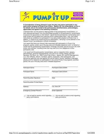 Pump It Up Waiver Preview