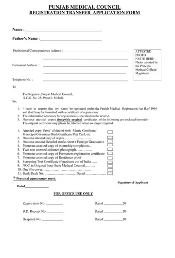 Punjab Medical Council Noc Form Preview