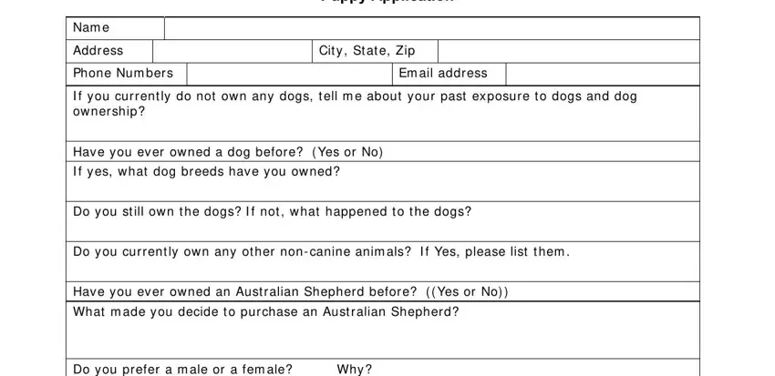 step 1 to writing puppy application form pdf