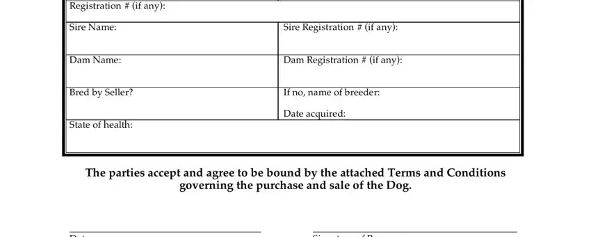 Filling in akc puppy contract template part 2