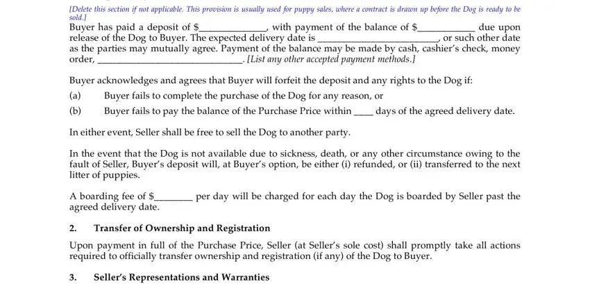 part 4 to entering details in printable puppy sale contract