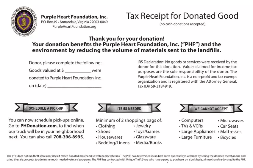 Purple Heart Tax Receipt first page preview