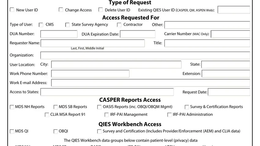 step 1 to writing cms qies corporate access request form