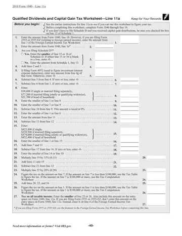 Qualified Dividends Tax Worksheet Preview
