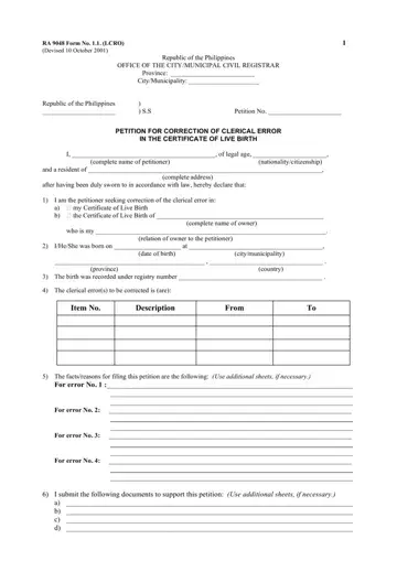 Ra 9048 Petition Form Preview