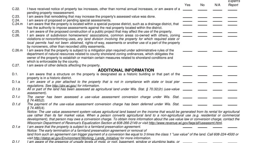 Entering details in wisconsin condition report stage 4