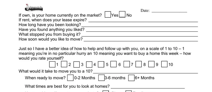 stage 4 to completing real estate questionnaire for buyer