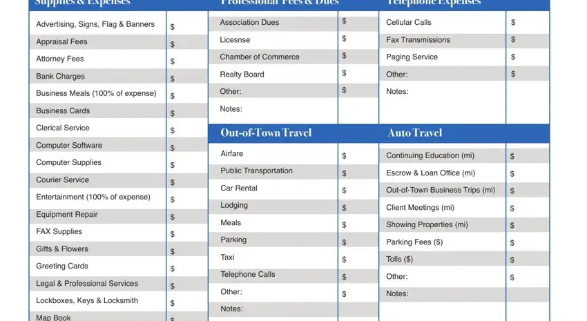 real estate expenses spreadsheet empty fields to consider