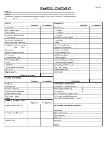 Rebny Financial Statement Form Preview