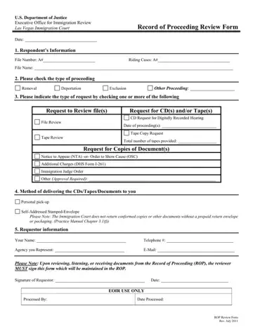 Record Of Proceeding Review Form Preview