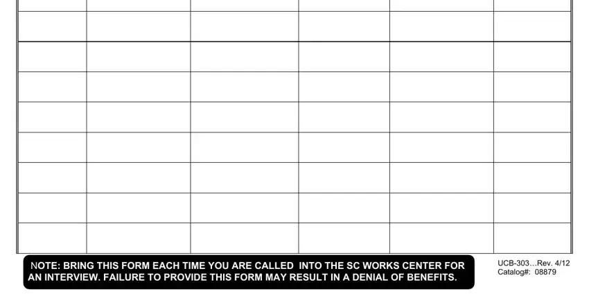 Filling out south carolina department employment and workforce record of work seeking activities form ucb 303 step 2