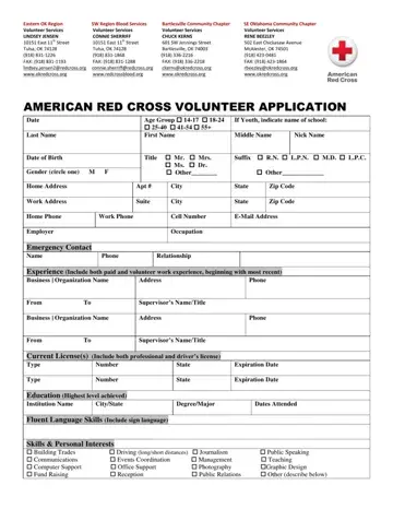 Red Cross Volunteer Application Form Preview