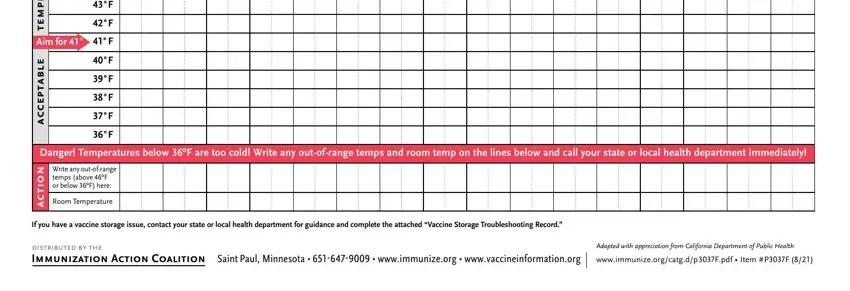 Filling in refrigerator zer temperature log step 4