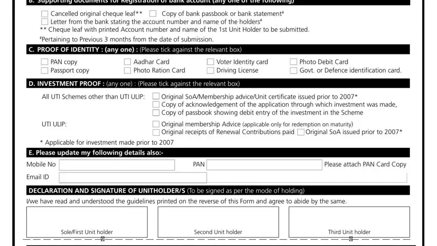 stage 2 to filling out bank account details template