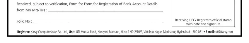 Finishing bank account details template step 3