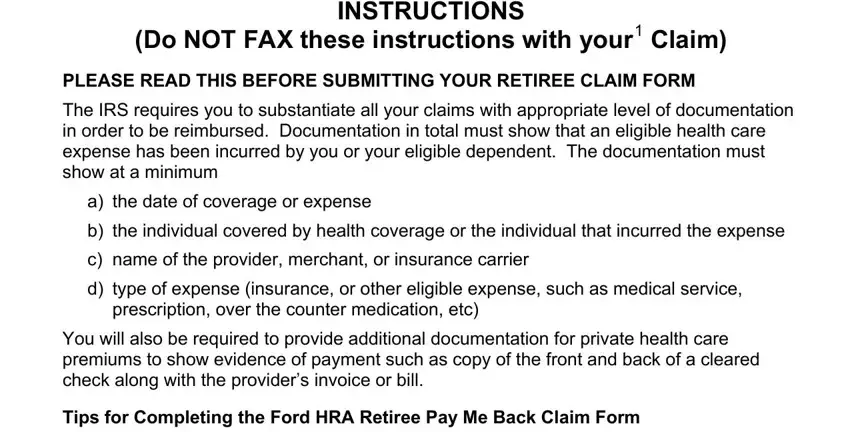 ford retiree pay me back claim form gaps to fill in