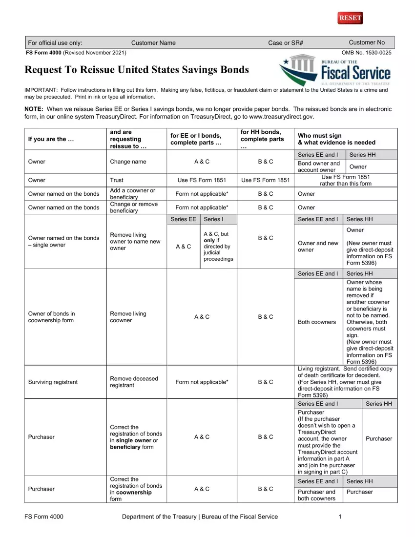 Reissue Savings Bonds first page preview