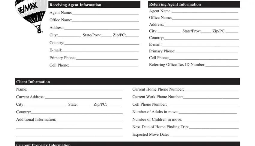 filling in remax forms step 1