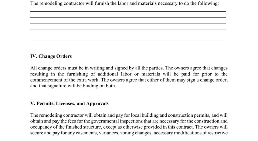 stage 4 to entering details in remodeling documents