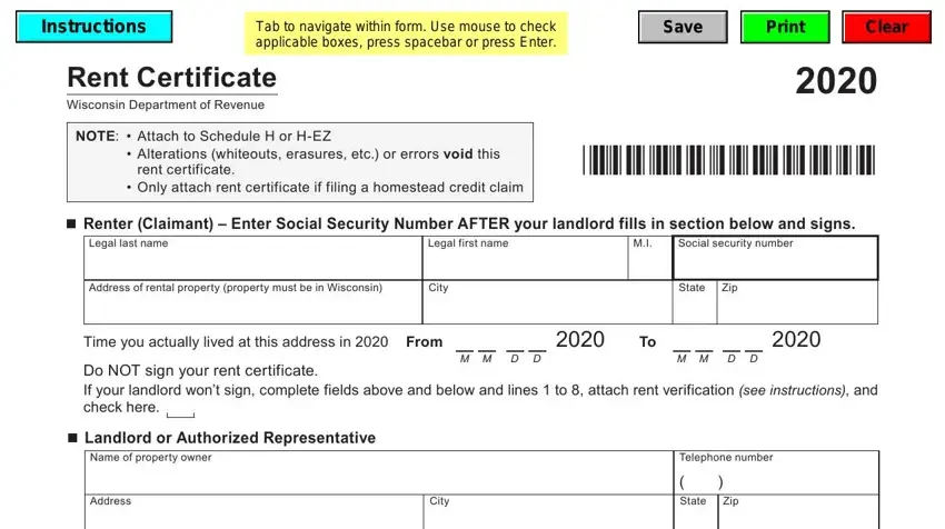 stage 1 to filling out rent certificate printable
