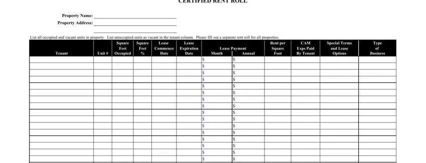 stage 1 to completing certified rent roll