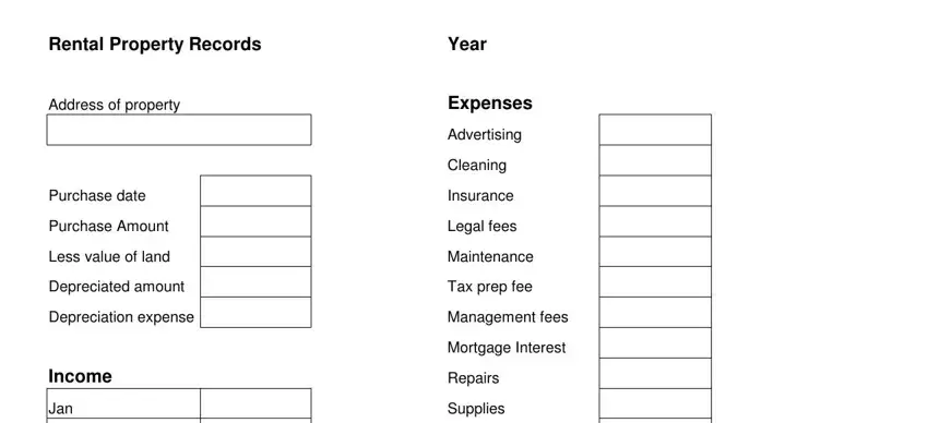 rental property expenses form fields to complete