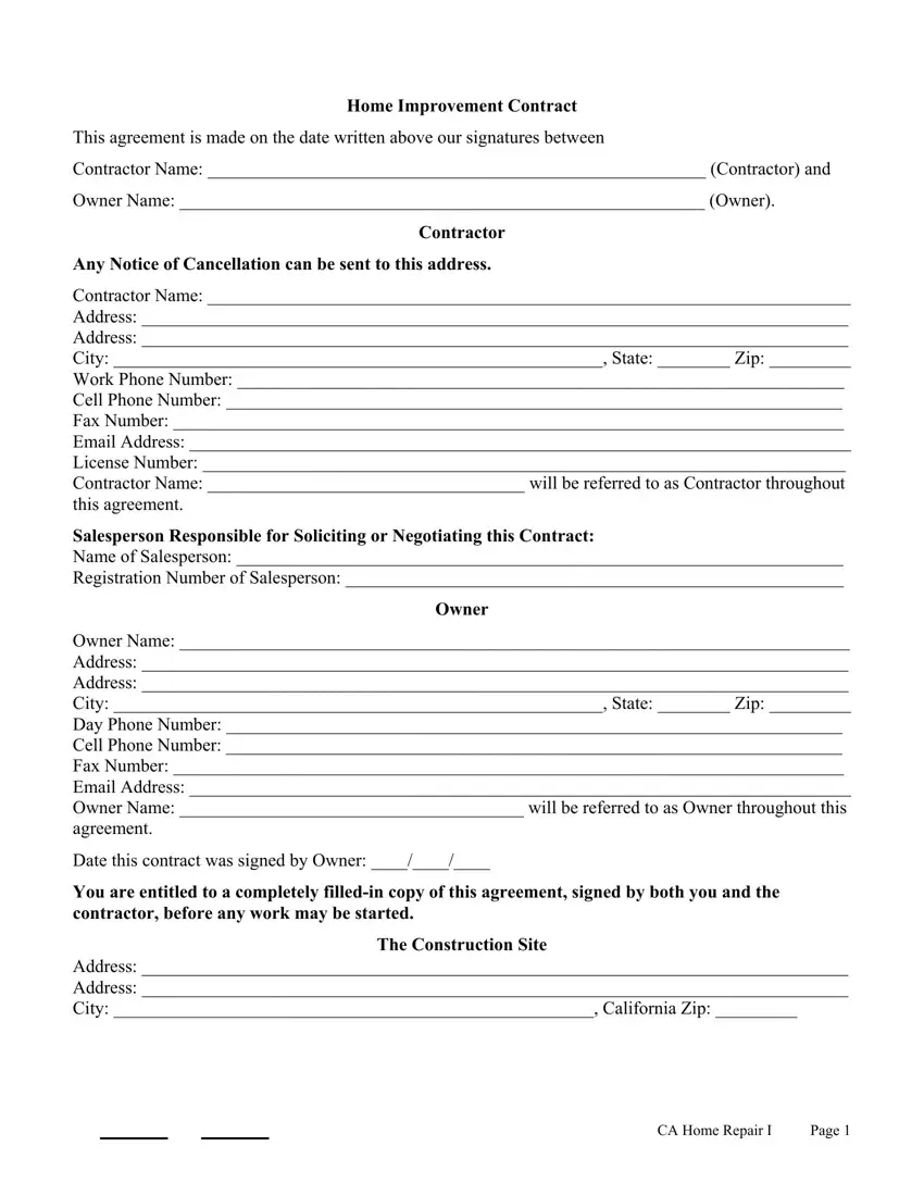 Repair Contract Fill Out Printable PDF Forms Online