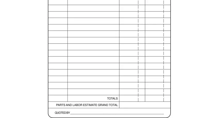 Filling in pdf repair estimate forms step 2