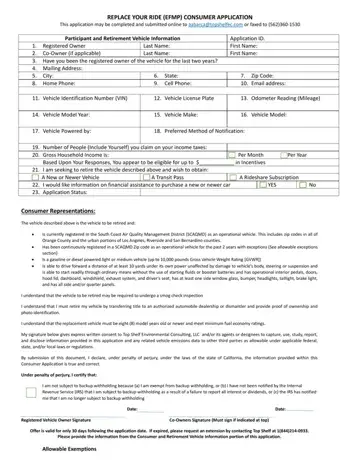 Replace Your Ride Efmp Consumer Application Form Preview