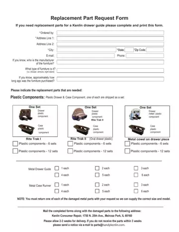 Replacement Part Request Form Preview