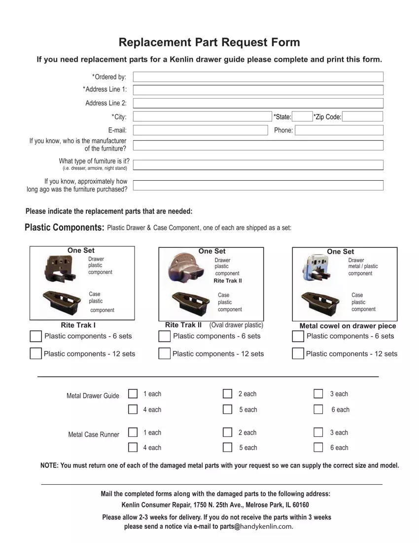 Replacement Part Request Form first page preview