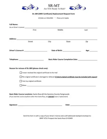 Replacement Request Dl 389 Form Preview