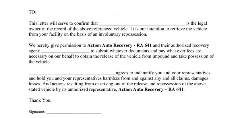 stage 2 to finishing vehicle repossession order form