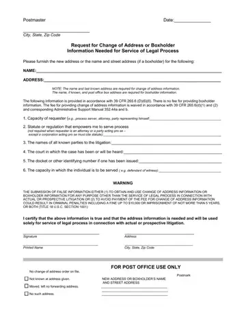 Request Address Information Form Preview
