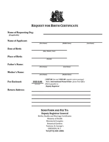Request For Birth Certificate Form Preview