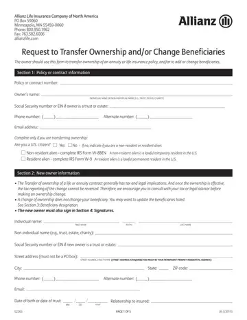 Request For Change Of Beneficiary Form Preview