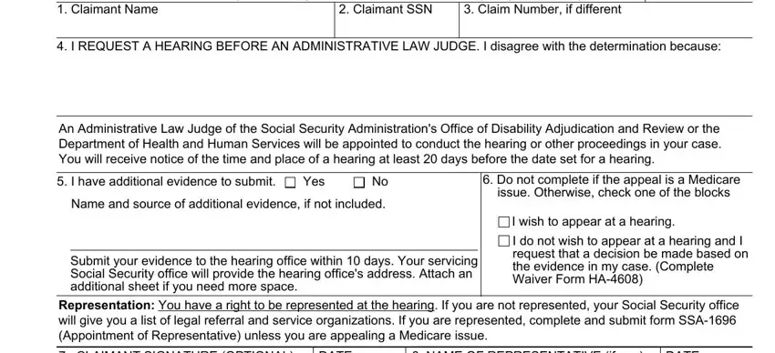 ssa form ha 501 u5 empty fields to complete