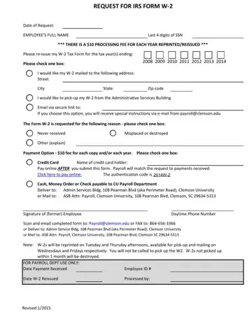 Request For Irs Form W 2 Preview