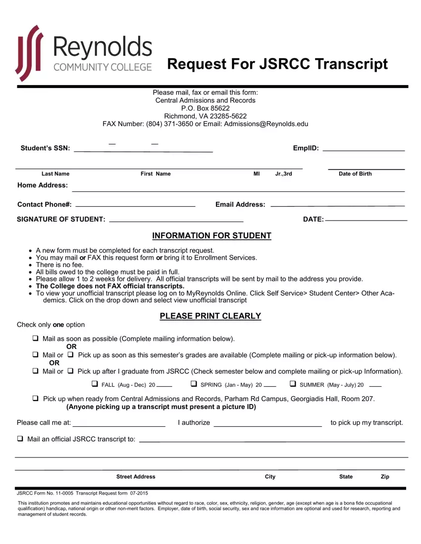 Request For Jsrcc Transcript first page preview
