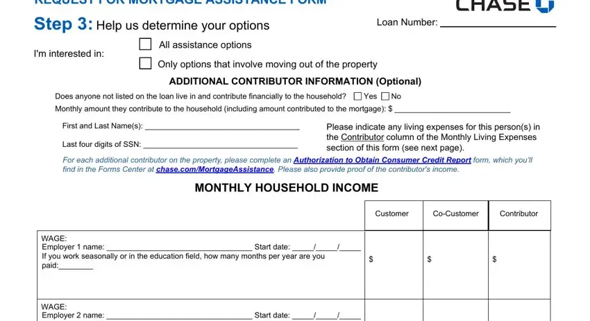 Entering details in mortgage request assistance step 4