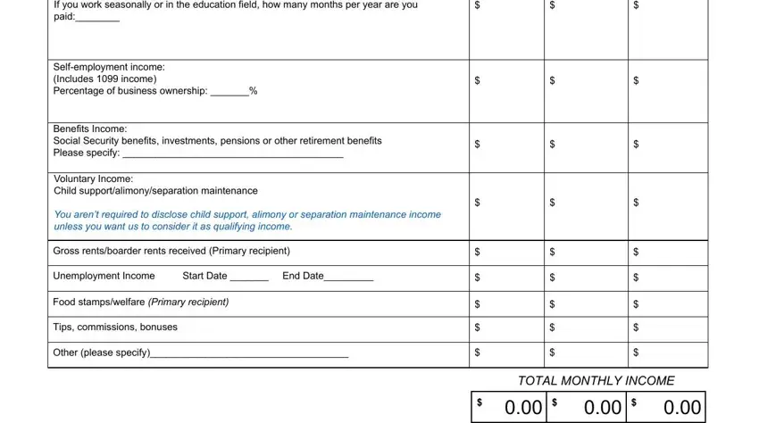 Filling in mortgage request assistance stage 5
